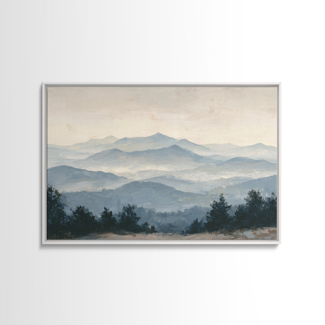 Panoramic Misty Mountain Landscape Canvas Print, Above Bed Art, Living Room Wall Art, Bedroom Decor, Fine Art, Serenity, ABA-3x2-53