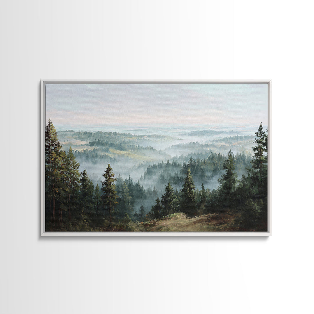 Quiet Forest Ridge Softened by Fog Canvas Print, Above Bed Art, Apartment Decor, Bedroom Decor, Serenity, Photography Prints, ABA-3x2-66