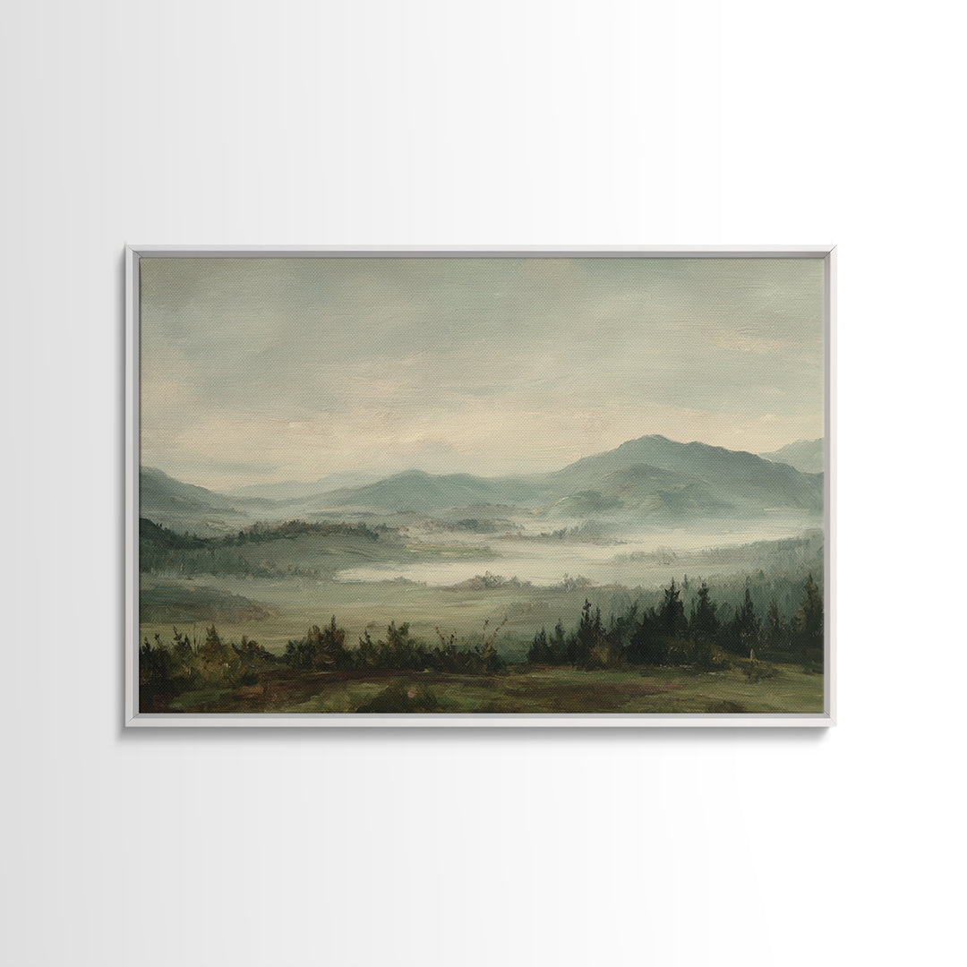 Soft Romantic Landscape Framed Canvas Print, Above Bed Art, Boho Decor, Bedroom Decor, Fine Art, Serenity, Statement Artwork, ABA-3x2-69