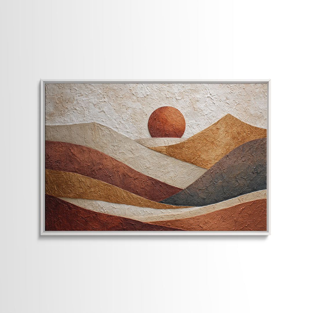 Abstract Sunrise Geometry Canvas Print, Above Bed Art, Neutral Decor, Bedroom Decor, Abstract Art, Serenity, Wall Decor, ABA-3x2-72