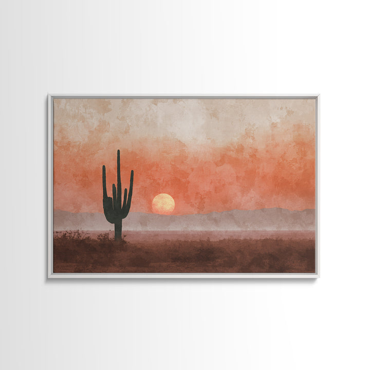 Dreamy Desert Sunset Canvas Print, Above Bed Art, Wall Art, Bedroom Decor, Oil Painting, Serenity, Apartment Decor, ABA-3x2-83