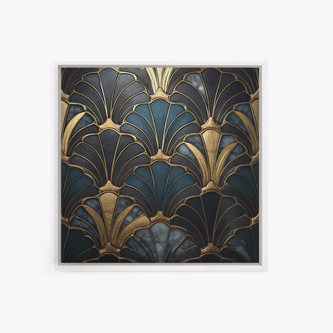 Fan Shaped Shell Motif Canvas Print, Art Deco Art, Decor, Living Room Decor, Abstract Art, Glamour, Apartment Decor, ADA-1x1-20