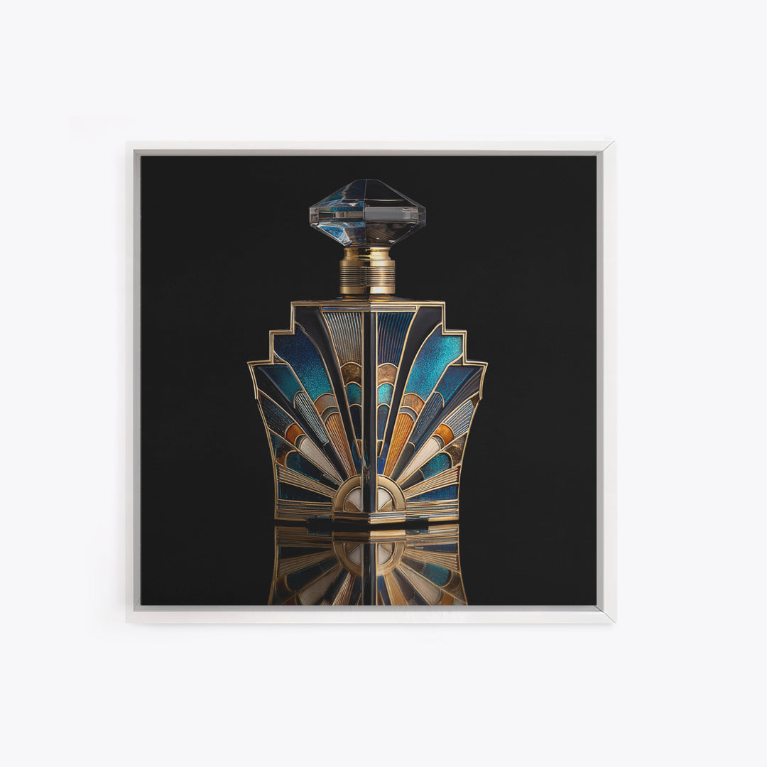 Ornate Perfume Bottle Framed Canvas Print, Art Deco Art, Downloadable Art, Living Room Decor, Fine Art, Glamour, ADA-1x1-34