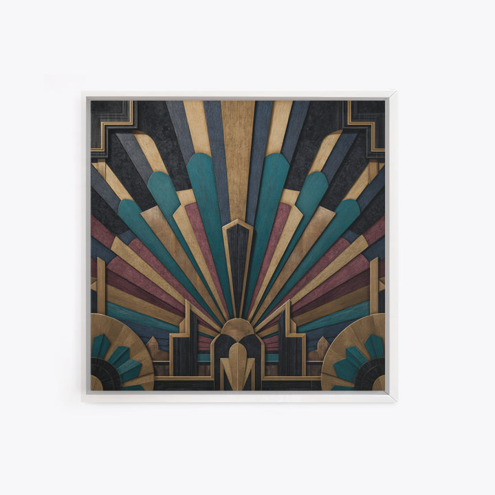 Tropical Hotel Facade Framed Canvas Print, Art Deco Art, Apartment Decor, Living Room Decor, Fine Art, Glamour, Gallery Decor, ADA-1x1-64