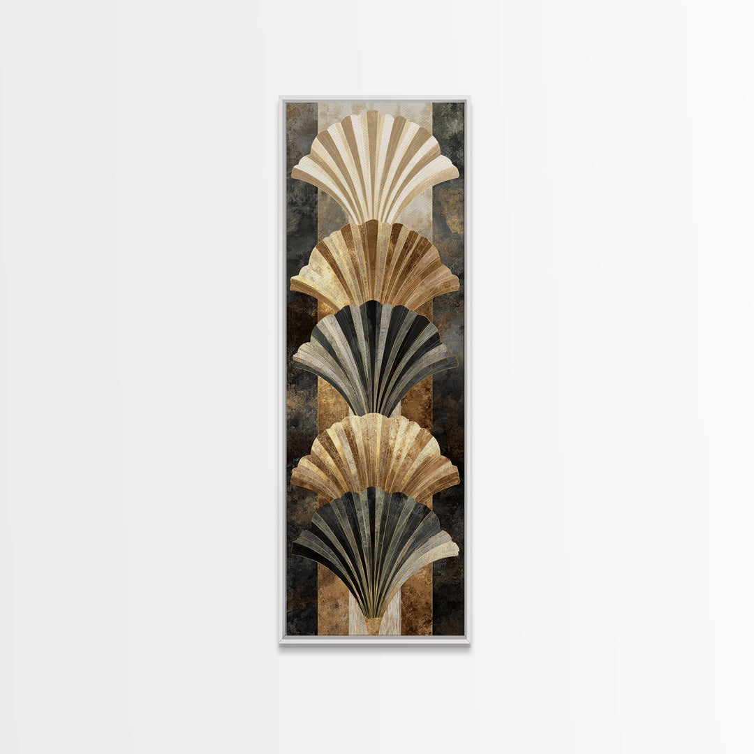 Fan Shaped Shell Motif Canvas Print, Art Deco Art, Decor, Living Room Decor, Abstract Art, Glamour, Apartment Decor, ADA-1x3-32