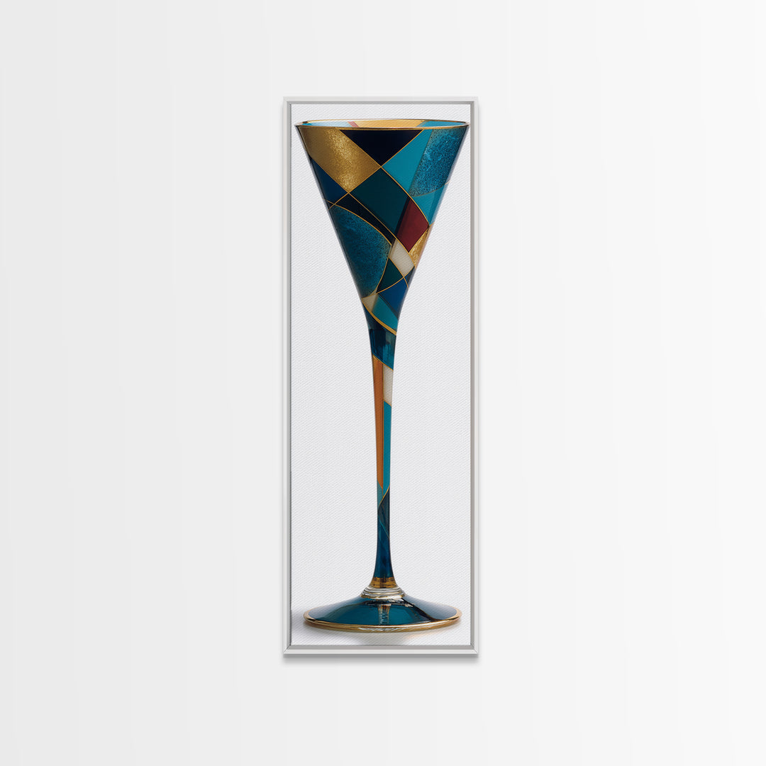 Luxury Cocktail Glass Canvas Print, Art Deco Art, Decor, Living Room Decor, Abstract Art, Glamour, Apartment Decor, ADA-1x3-65
