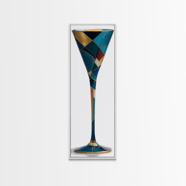 Luxury Cocktail Glass Canvas Print, Art Deco Art, Decor, Living Room Decor, Abstract Art, Glamour, Apartment Decor, ADA-1x3-65