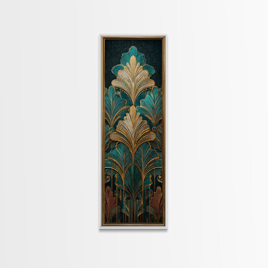 Golden Palm Fronds Arranged Canvas Print, Art Deco Art, Printable Art, Living Room Decor, Fine Art, Glamour, Neutral Decor, ADA-1x3-68