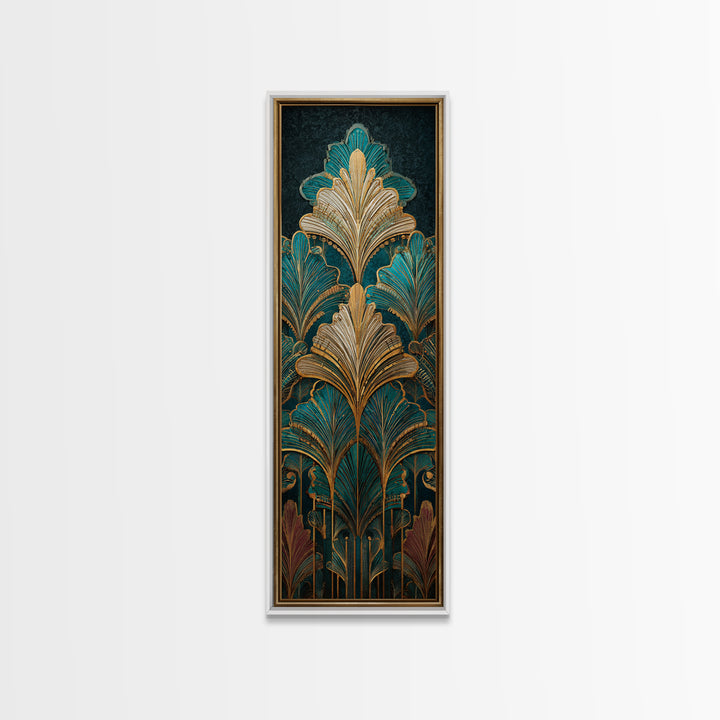Golden Palm Fronds Arranged Canvas Print, Art Deco Art, Printable Art, Living Room Decor, Fine Art, Glamour, Neutral Decor, ADA-1x3-68