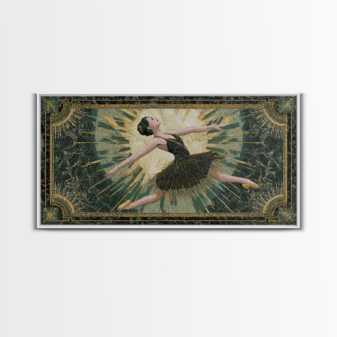 Deco Dancer in Beaded Dress and Angular Framed Canvas Print, Art Deco Art, Room Decor, Living Room Decor, Fine Art, Glamour, ADA-2x1-75