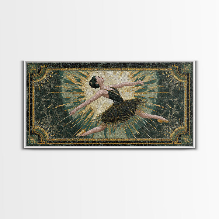 Deco Dancer in Beaded Dress and Angular Framed Canvas Print, Art Deco Art, Room Decor, Living Room Decor, Fine Art, Glamour, ADA-2x1-75