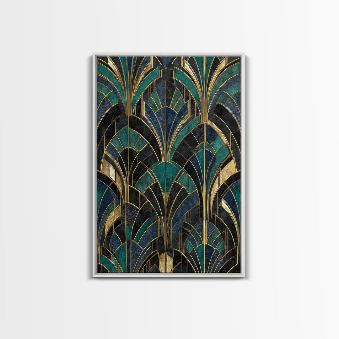 Black and Gold Sunburst Pattern Canvas Print, Art Deco Art, Contemporary Art, Living Room Decor, Glamour, Mid Century Modern, ADA-2x3-10