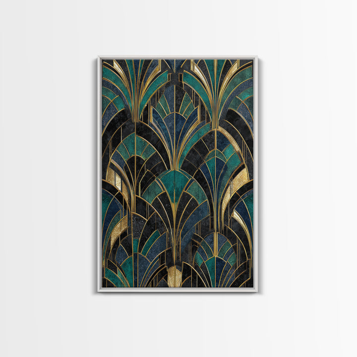 Black and Gold Sunburst Pattern Canvas Print, Art Deco Art, Contemporary Art, Living Room Decor, Glamour, Mid Century Modern, ADA-2x3-10