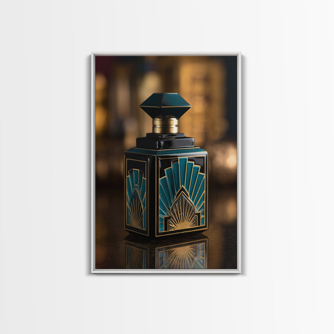 Ornate Perfume Bottle Framed Canvas Print, Art Deco Art, Home Decor, Living Room Decor, Fine Art, Glamour, Boho, Art Nouveau, ADA-2x3-18