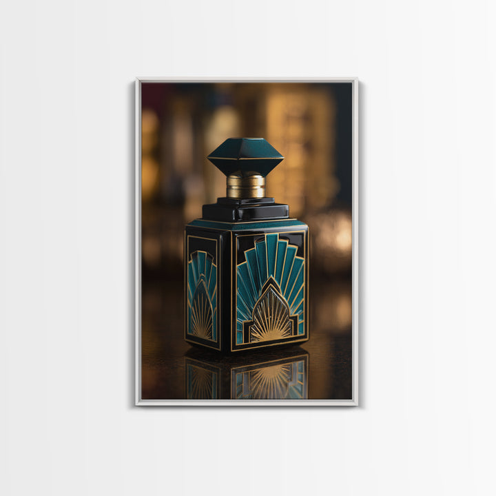Ornate Perfume Bottle Framed Canvas Print, Art Deco Art, Home Decor, Living Room Decor, Fine Art, Glamour, Boho, Art Nouveau, ADA-2x3-18