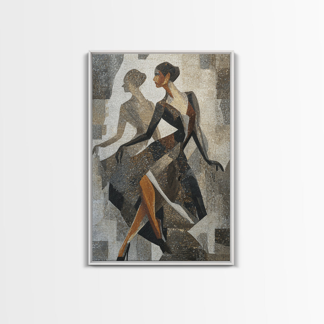 Deco Dancer in Beaded Dress and Angular Canvas Print, Art Deco Art, Canvas, Living Room Decor, Glamour, Wall Art Print, ADA-2x3-39