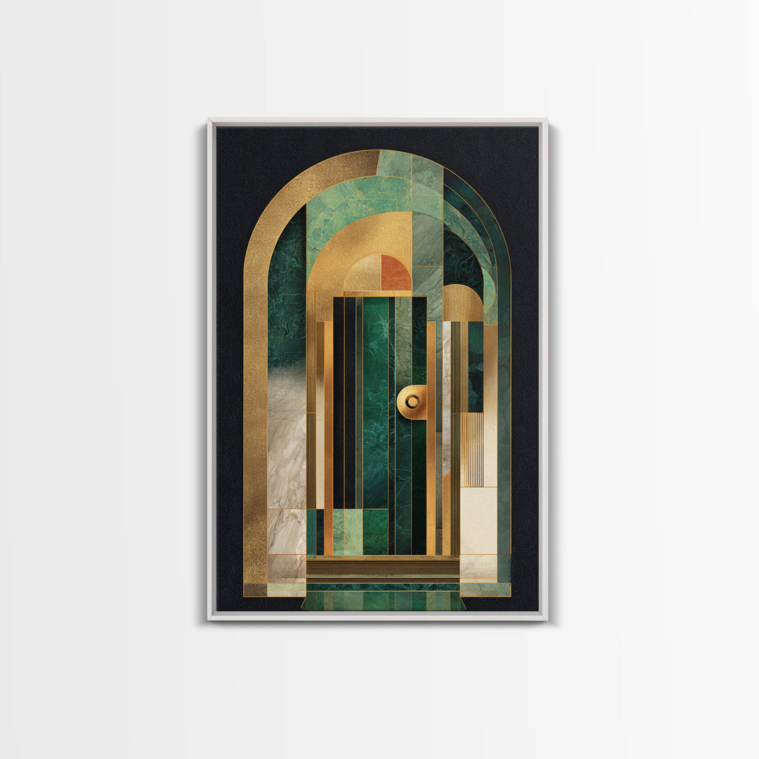 Deco Doorway Study Framed Canvas Print, Art Deco Art, Mid Century Modern, Living Room Decor, Abstract Art, Glamour, ADA-2x3-47