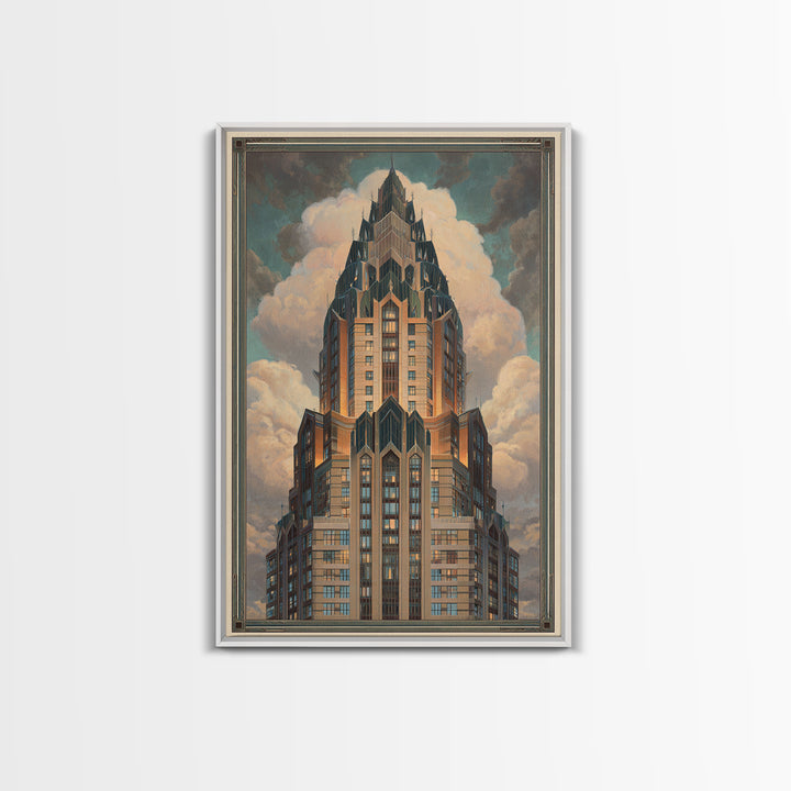 Stylized Skyscraper Crown Canvas Print, Art Deco Art, Wall Decor, Living Room Decor, Fine Art, Glamour, Abstract Art, ADA-2x3-54