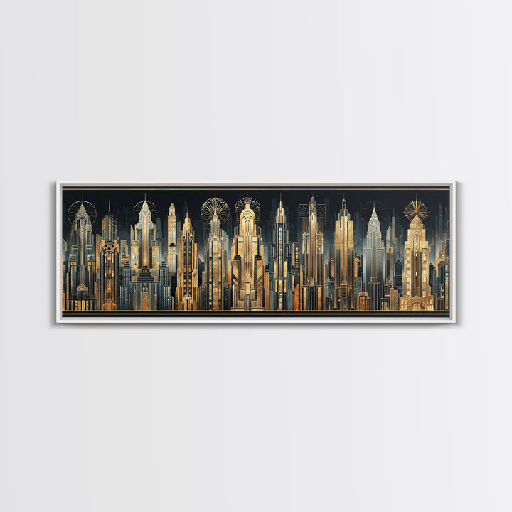 Stylized Skyscraper Crown Canvas Print, Art Deco Art, Boho Decor, Living Room Decor, Oil Painting, Glamour, Art Prints, ADA-3x1-62