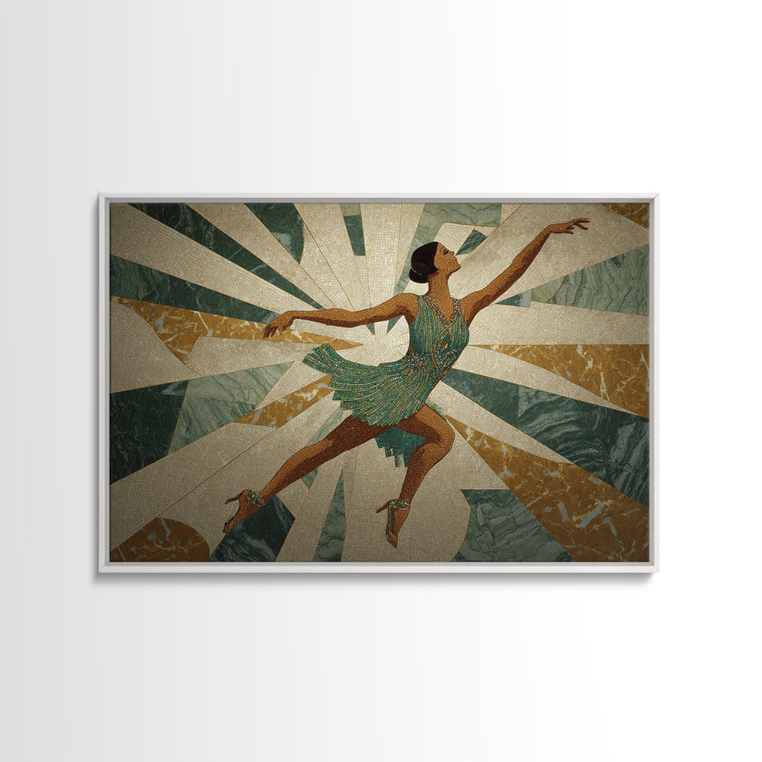 Deco Dancer in Beaded Dress and Angular Canvas Print, Art Deco Art, Modern Decor, Living Room Decor, Fine Art, Glamour, ADA-3x2-11