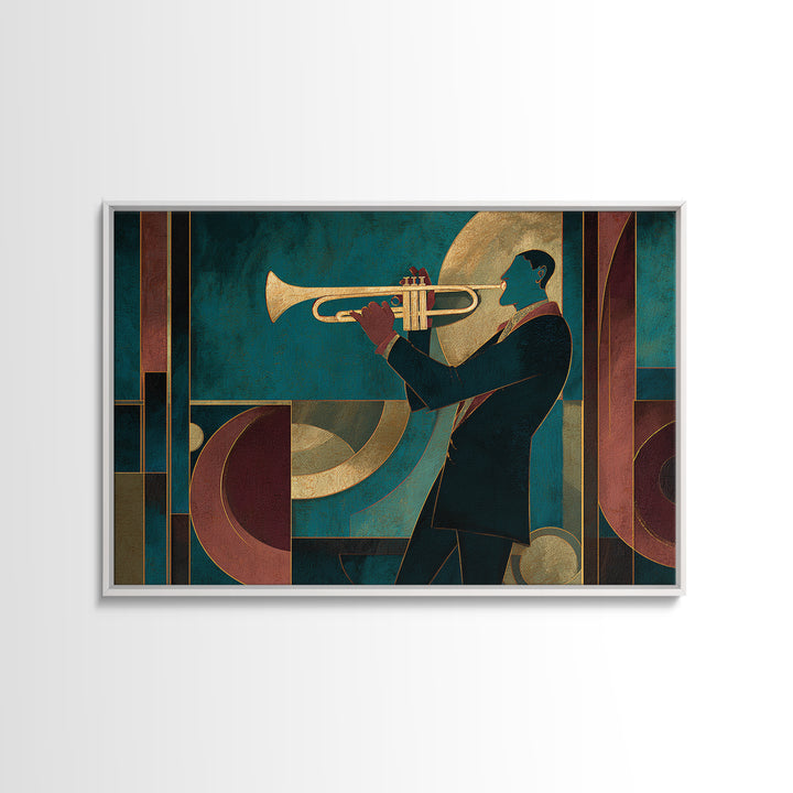 Jazz Trumpet Player Canvas Print, Art Deco Art, Room Decor, Living Room Decor, Fine Art, Glamour, Digital Art, Printable, ADA-3x2-56