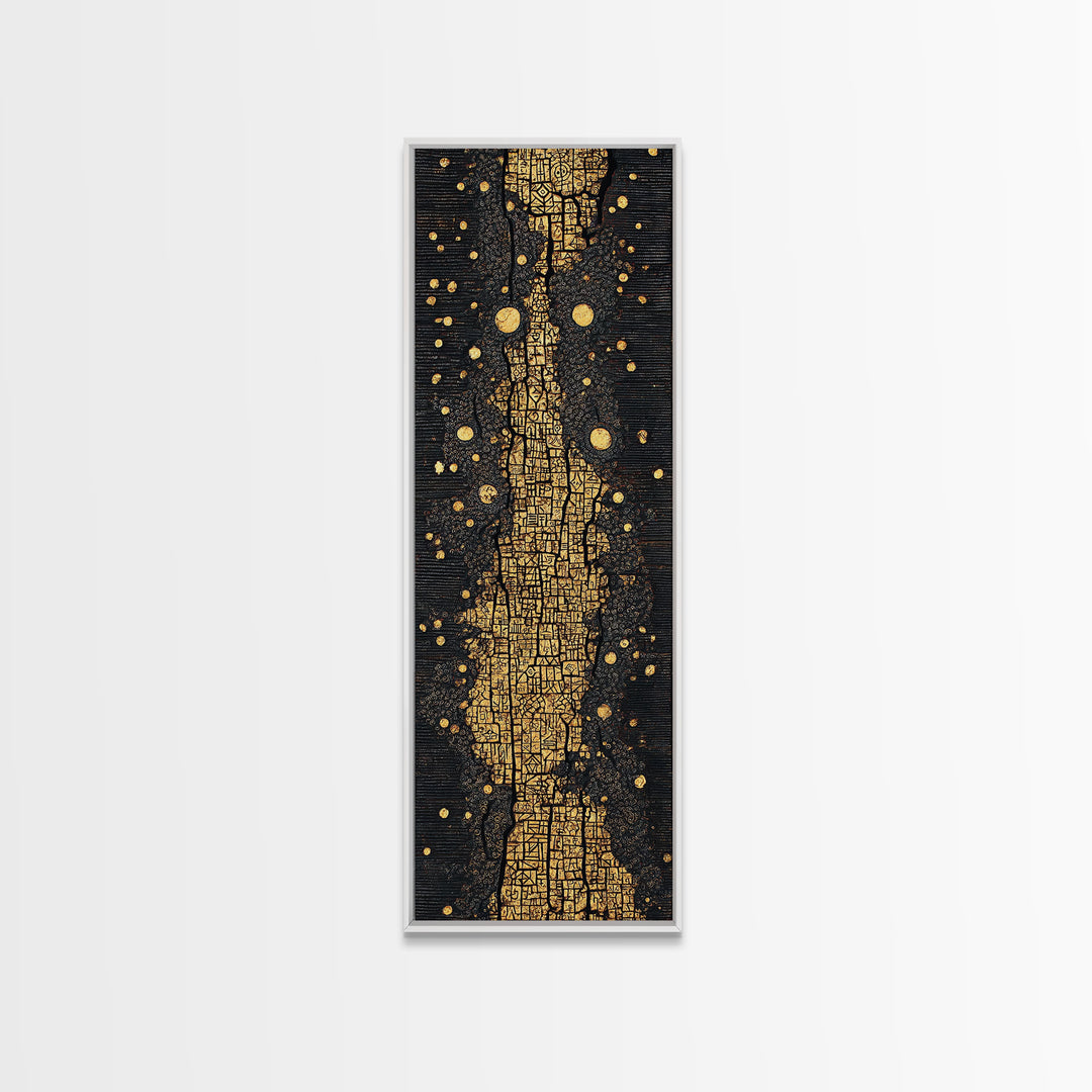 Black And Gold Ancestral Path, Abstract African Art, Luxury Wall Art, Spiritual Decor, Premium Canvas Print Gift For Home