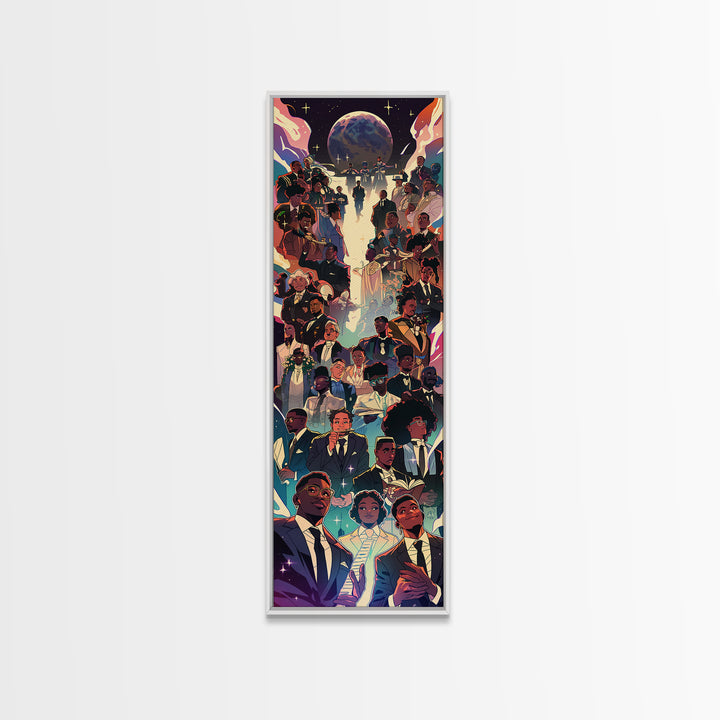 Regal Black Family Gathering Under Moonlit Sky, Wall Art, African American Art Print, Afrocentric Culture Home Decor Gift