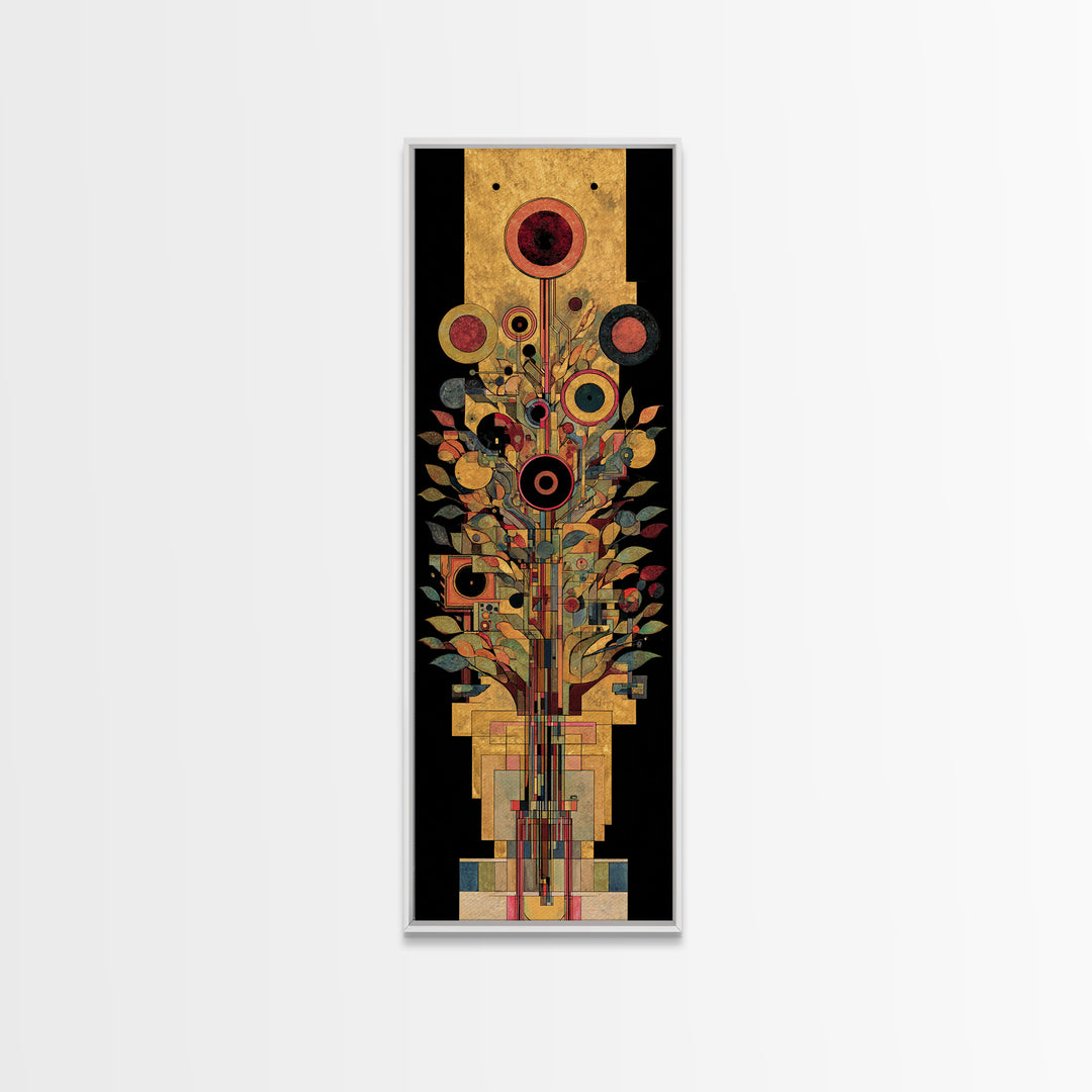 Gold Botanical African Tree Of Life Canvas Print, Geometric Floral Wall Decor, Elegant Afrocentric Art For Living Room Decor