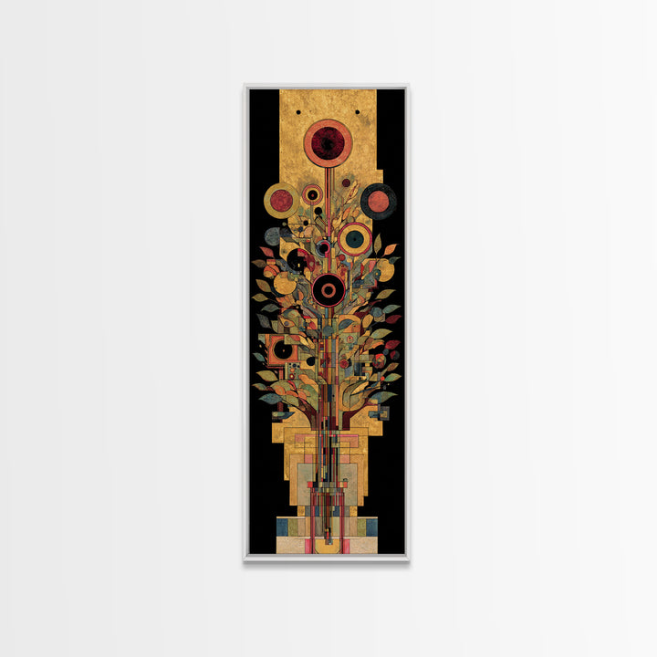 Gold Botanical African Tree Of Life Canvas Print, Geometric Floral Wall Decor, Elegant Afrocentric Art For Living Room Decor
