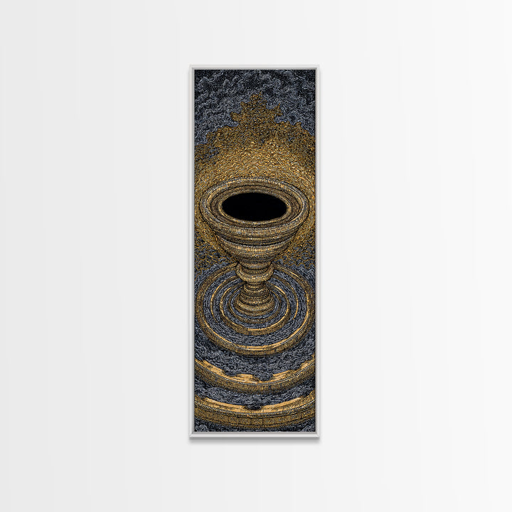 Golden Chalice Portal With Rippling Rings Canvas Print, Black And Gold Wall Art, Luxury Abstract Decor, Statement Art Gift