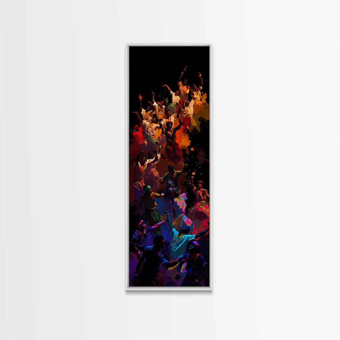 Joyful African Celebration Dance Wall Art, Colorful Afrocentric Canvas, Black Culture Art Print, Vibrant Home Decor Gift
