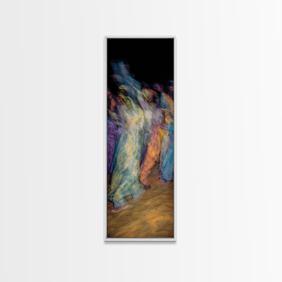 Dreamy African Dancers In Motion Framed Canvas Print, Abstract Afrocentric Wall Art, Colorful Cultural Home Decor, Statement Gift