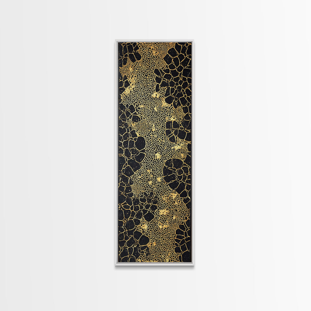 Gold Black Giraffe Pattern Abstract Wall Art, African Safari Canvas Print, Luxury Modern Tribal Decor, Earth Tone Home Gift
