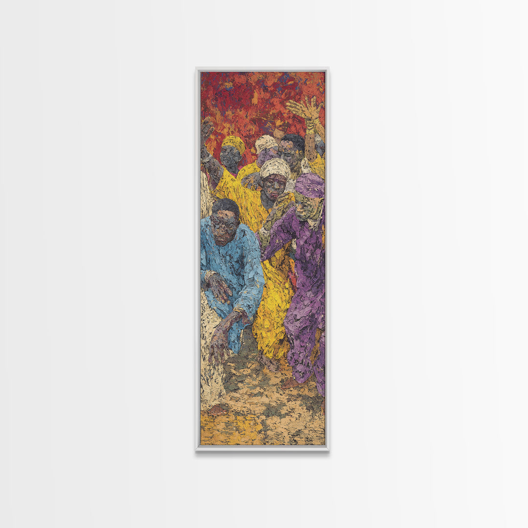 Vibrant African Festival Crowd Wall Art, Colorful Dance Canvas Print, Afrocentric Black Culture Statement Home Decor Gift