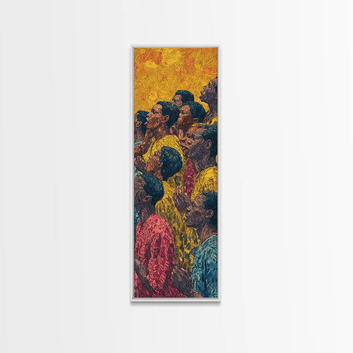 Vibrant African Crowd Portrait Canvas Print, African Women Art, Cultural Wall Decor, Black People Artwork, Afrocentric Home Decor