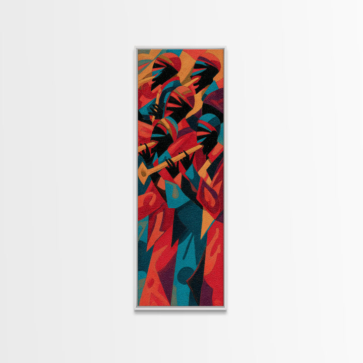 Abstract African Jazz Musicians Wall Art, Tribal Art Print, Afrocentric Decor, Bold Colorful Canvas Print, Music Lover Gift
