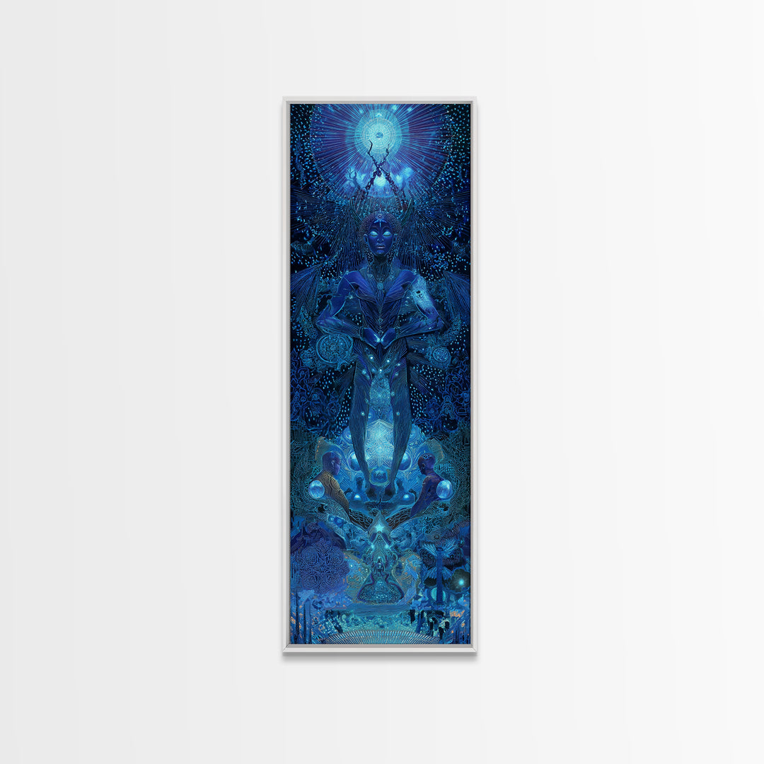 Mystical Blue African Goddess Wall Art, Afrocentric Decor, Spiritual Black Woman Art, Ethnic Portrait Canvas Print Home Decor Gift