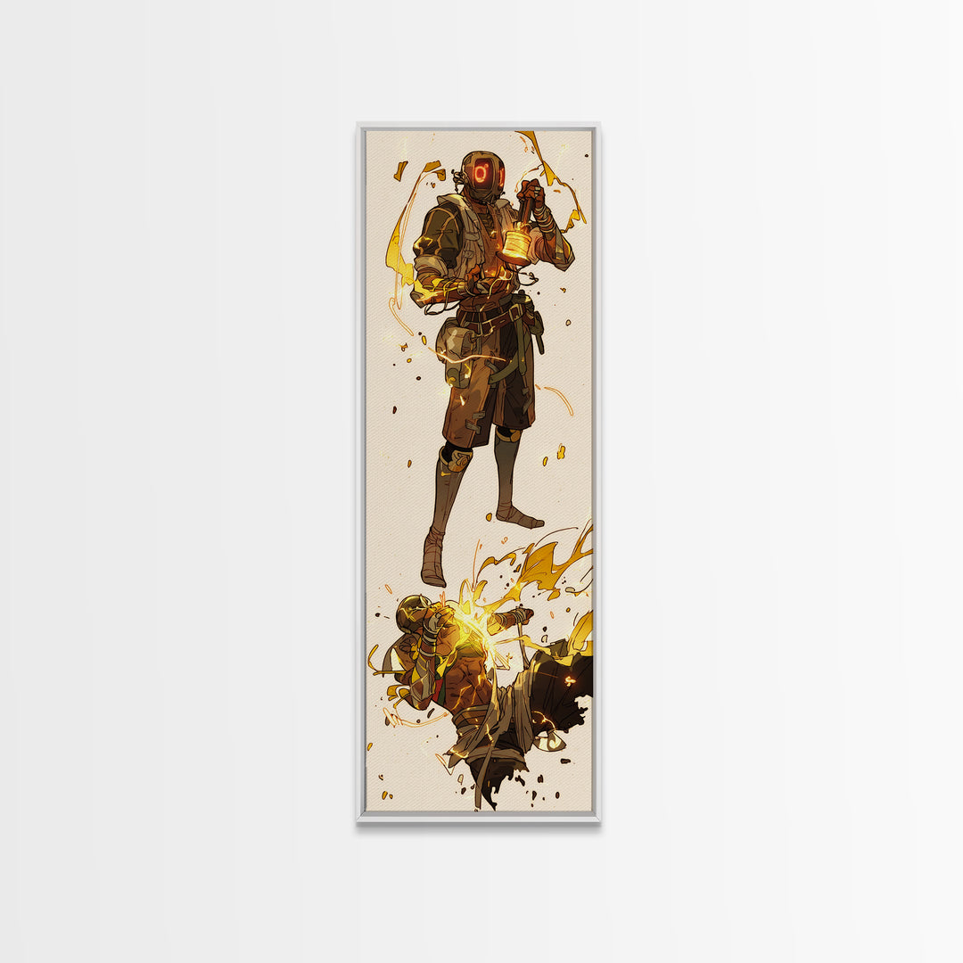 Sci Fi Nomad Warrior With Lantern Canvas Print, African Warrior Art, Afrofuturism Decor, Bold Modern Adventure Wall Art Gift