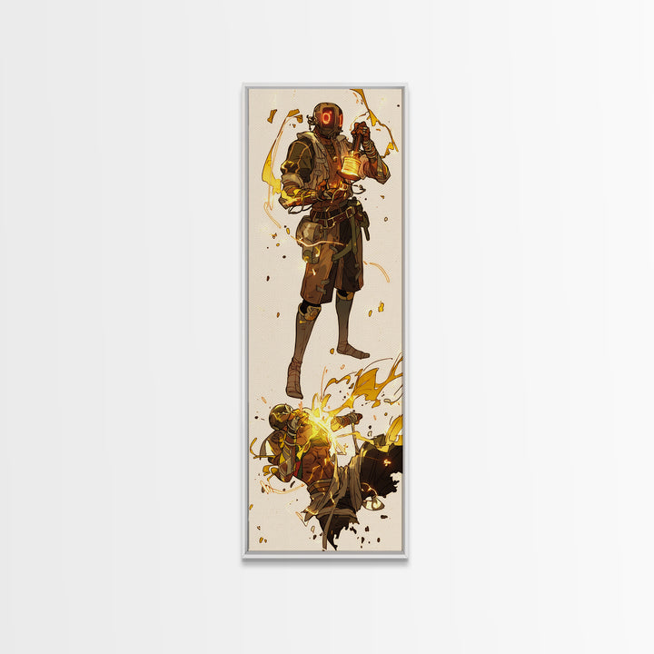 Sci Fi Nomad Warrior With Lantern Canvas Print, African Warrior Art, Afrofuturism Decor, Bold Modern Adventure Wall Art Gift