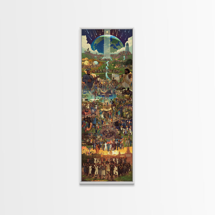 Afrofuturist Community Celebration Under Earth Wall Art, African Culture Art, Black History Decor, Unity Festival Print Gift