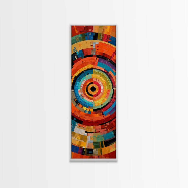 Colorful Concentric Mosaic Circle Canvas Print, African Abstract Art, Modern Geometric Wall Decor, Bold Statement Art Gift