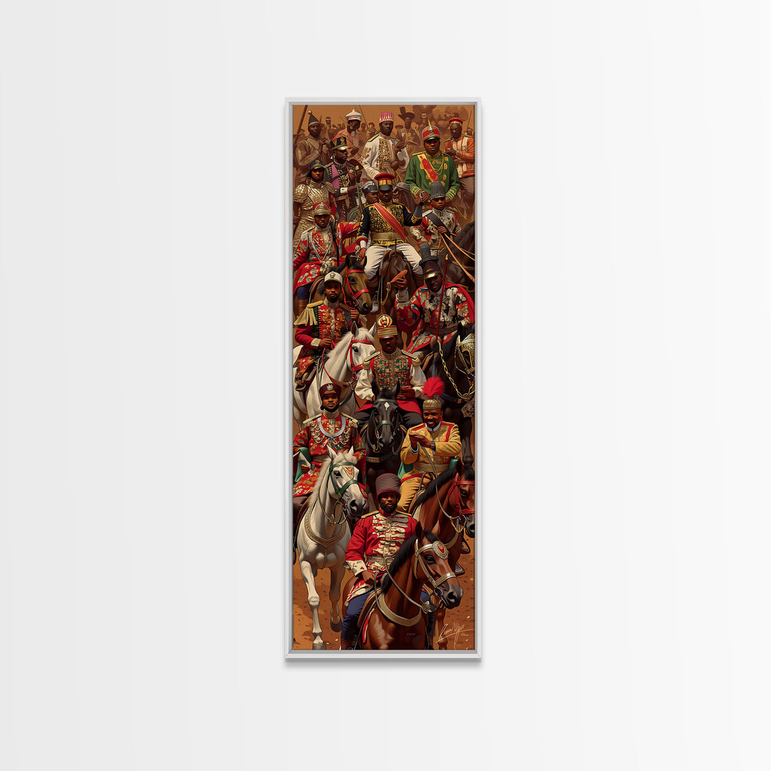 Grand African Cavalry Procession With Kings Wall Art, African Tribal Art Print, Black Culture Art, Statement Wall Decor Gift