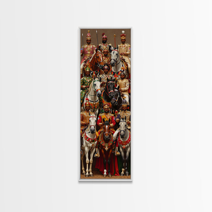 Regal African Horseback Warriors In Ceremony Wall Art, African American Art, African Tribal Decor, Afrocentric Artwork Gift