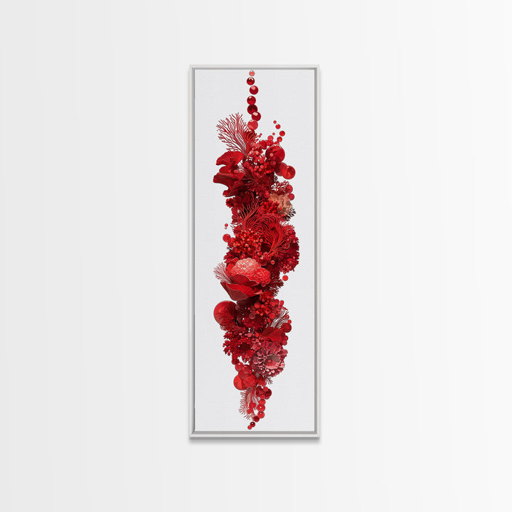 Red Coral Floral Abstract Sculpture Canvas Print, Modern African Art, Abstract Wall Art, Botanical Home Decor, Statement Gift