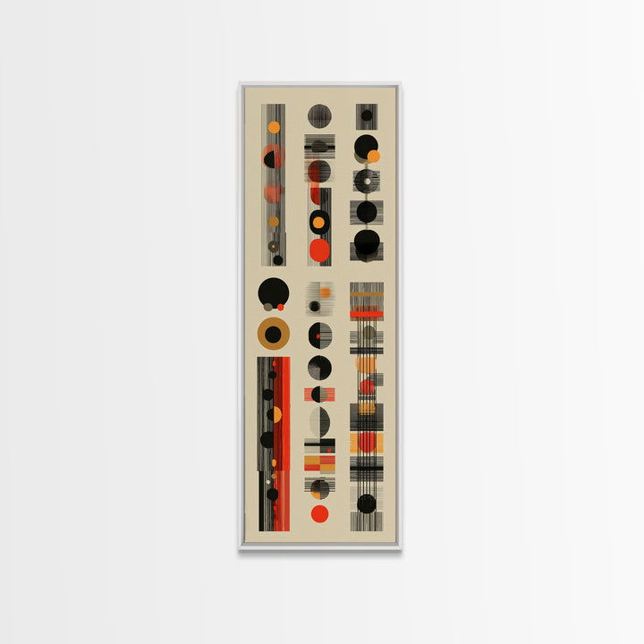 Earth Tone Circle Stripe Framed Canvas Print, African Abstract Pattern, Minimalist Wall Art, Mid Century Modern Decor Poster