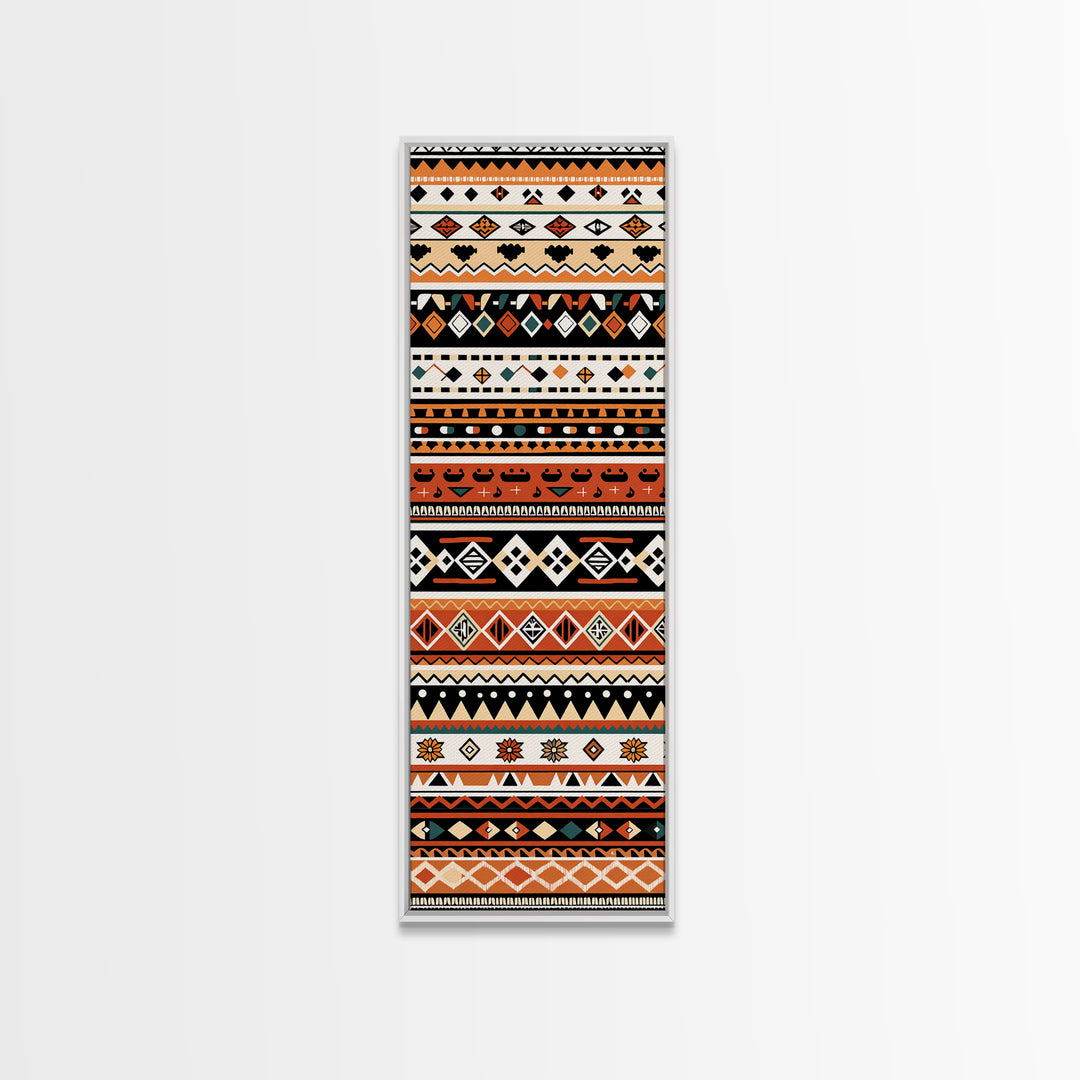 Orange Black And Teal African Patterns Wall Art, Tribal Textile Print, Ankara Inspired Decor, Boho Cultural Home Decoration
