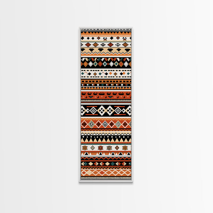 Orange Black And Teal African Patterns Wall Art, Tribal Textile Print, Ankara Inspired Decor, Boho Cultural Home Decoration