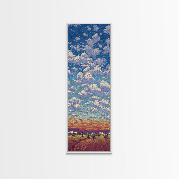 Sunset Cloud Prairie Landscape Framed Canvas Print, Dreamy Sky Wall Art, Nature Scene Art For Living Room Decor, Housewarming Gift