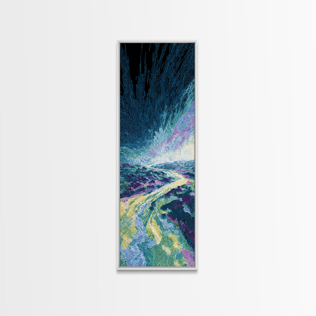 Blue Cosmic River Abstract Canvas Print, Mystical Wall Art, Modern Psychedelic Landscape, Unique Home Decor Gift For Him