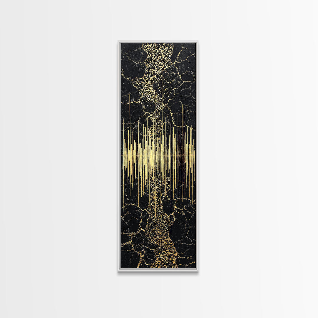Black And Gold Abstract Soundwave Wall Art, Luxury Canvas Print, Modern Geometric Decor, Elegant Statement Home Decor Gift